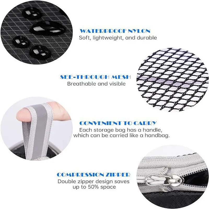 5 Piece Travel Organiser Packing Cubes Set Clothes Storage Compression Bags for Suitcase