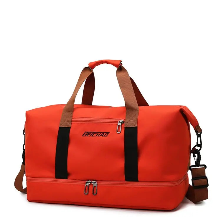 Waterproof Travel Duffle Bag Large Capacity Dry and Wet Sports Bag with Trolley Sleeve