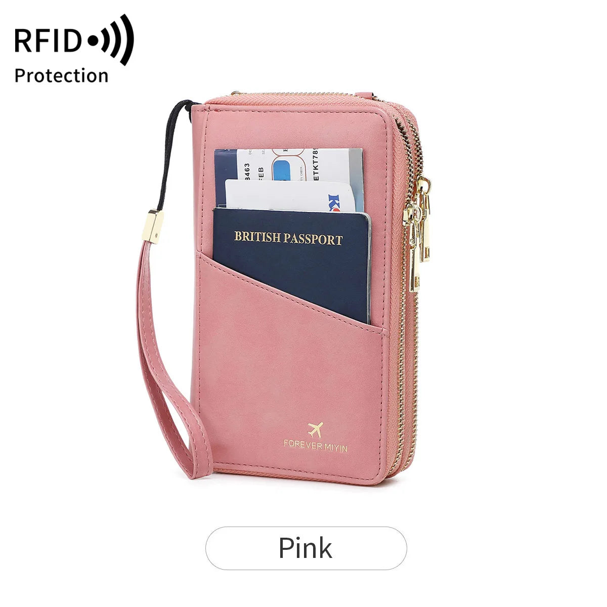 Travel Passport Wallet PU Leather Multi Functional Double Zipper Passport Cover for Travel