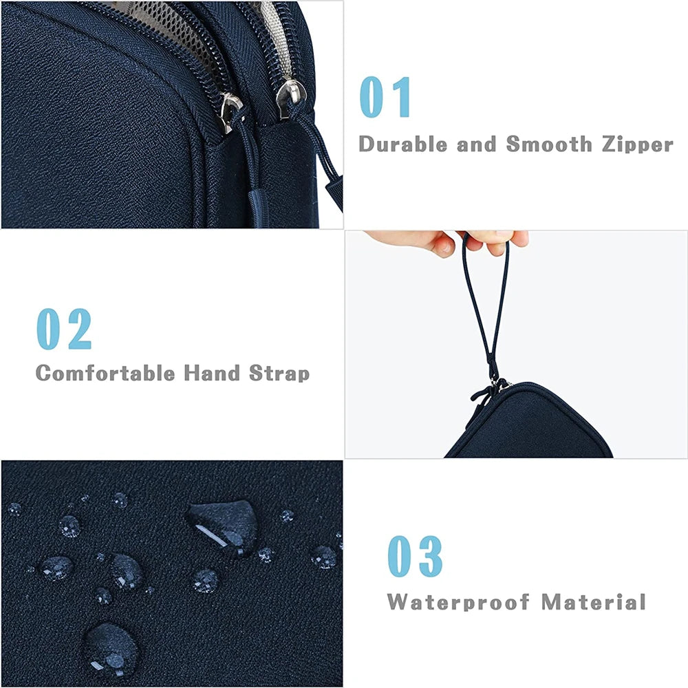 Portable Waterproof Electronics Travel Organizer Double Layer Cable Storage Bag Case Holder