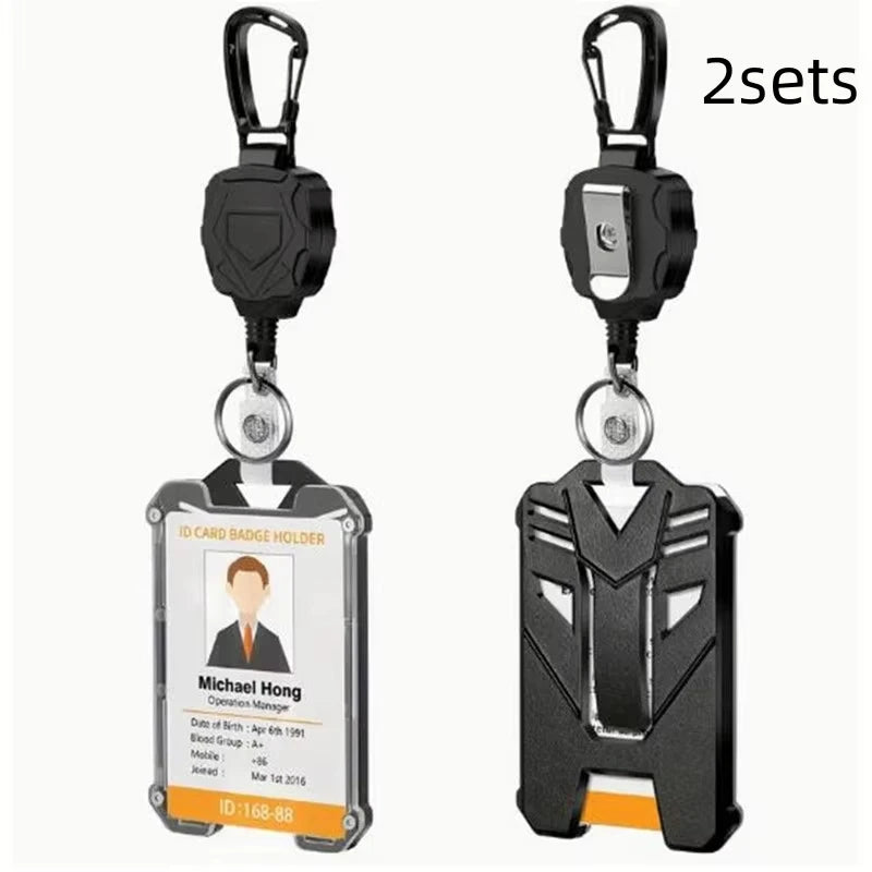 Retractable Heavy Duty Carabiner Keychain Steel Wire Pull Reel Ring