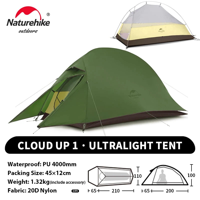 NATUREHIKE Cloud Up Ultralight 1 2 3 Person Waterproof Camping Hiking Backpacking Tent