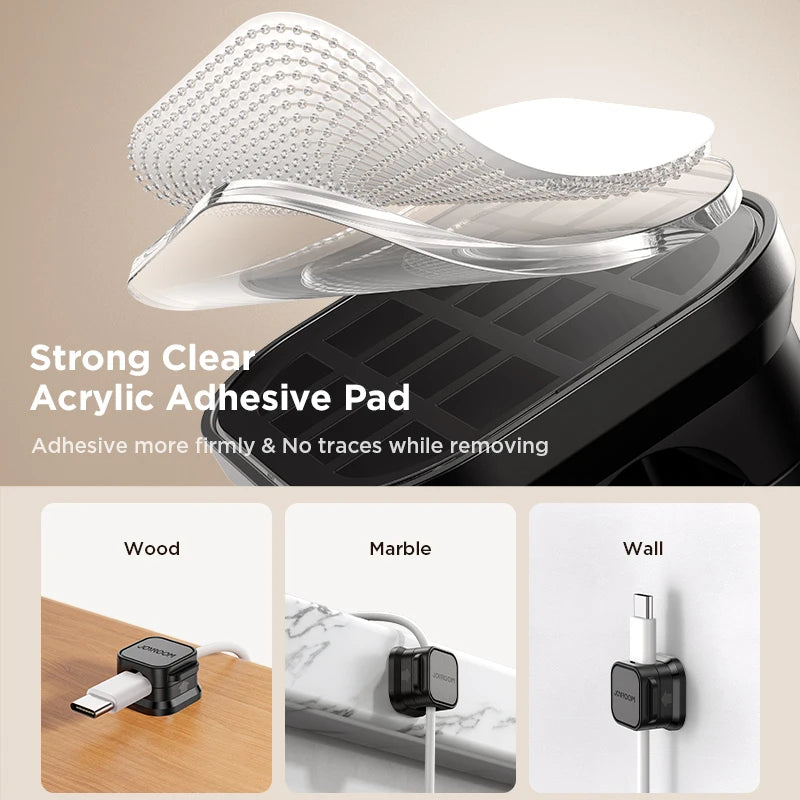 JOYROOM Magnetic Cable Clips Adjustable Cord Holder Under Desk Wire Organiser Management