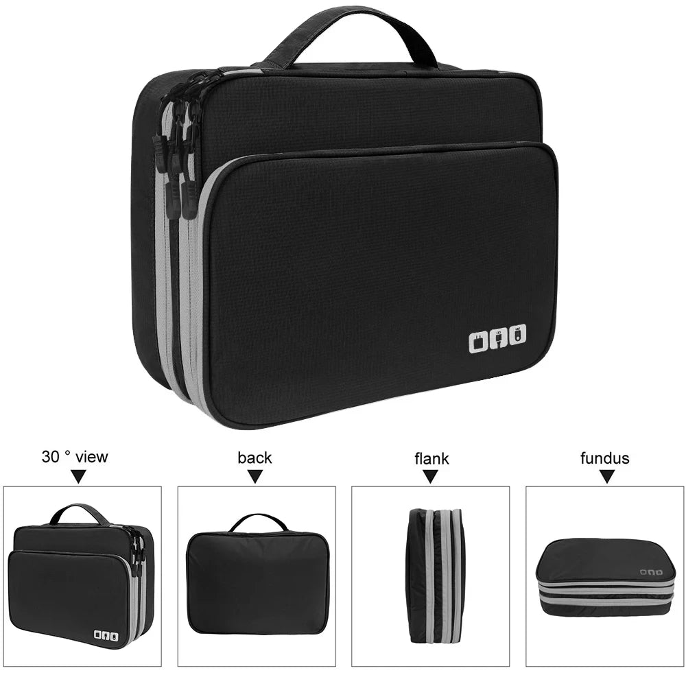 Multi Layer Travel Cable Organizer Waterproof Electronic Storage Bag