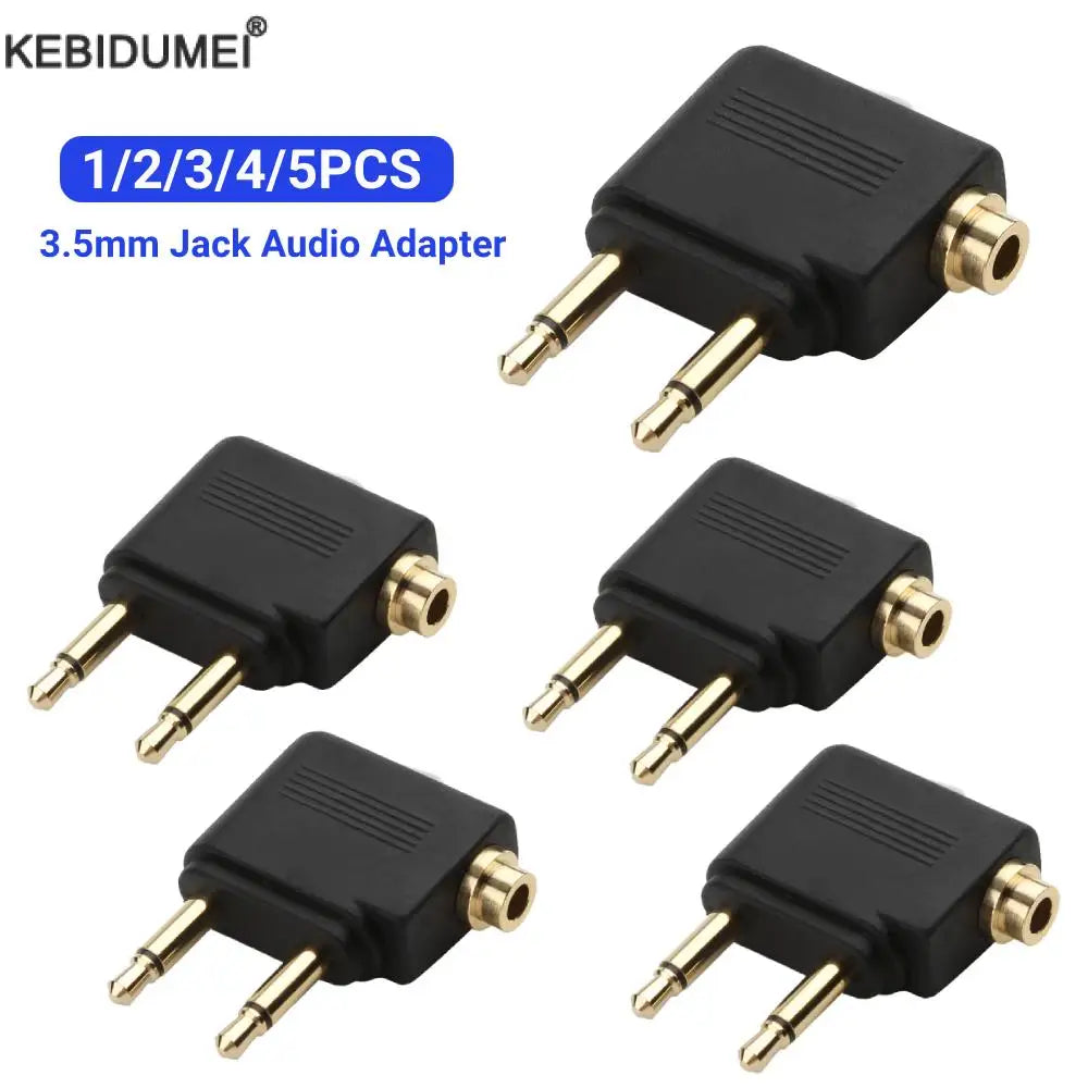 3.5mm Airline Audio Adapter Plug for Airplane Headphones Travel Earphone Jack Converter