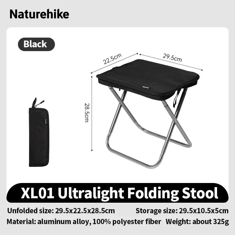 NATUREHIKE 2024 Ultralight Portable Camping Chair Aluminium Foldable Travel Seat 180kg Load