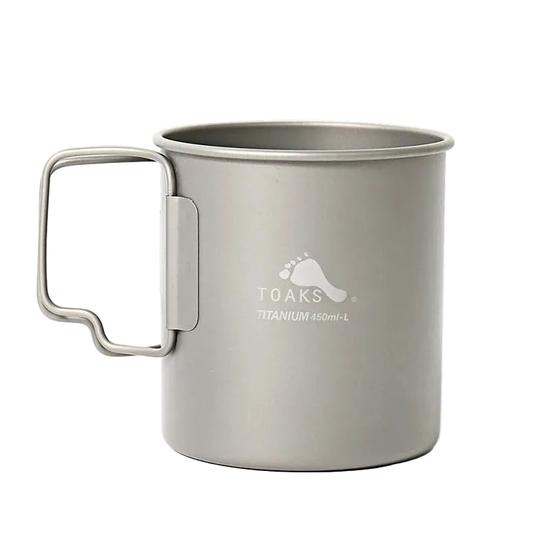 Ultralight 450ml Titanium Camping Cup with Foldable Handle Portable Outdoor Mug Tableware Gear