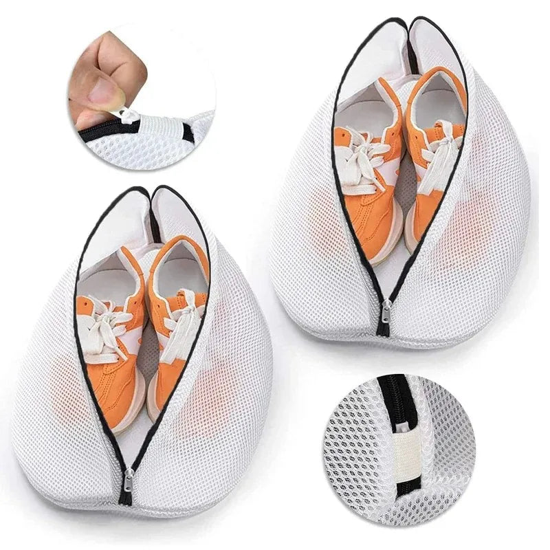 Mesh Laundry Bag for Shoes Washing Machine Zip Protective Storage Organiser Travel Bag Case