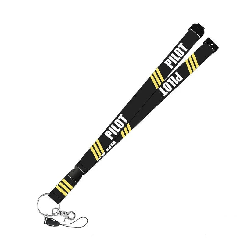 Pilot Lanyard Keychain with Carabiner Neck Strap ID Badge Holder Aviation Travel Accessory
