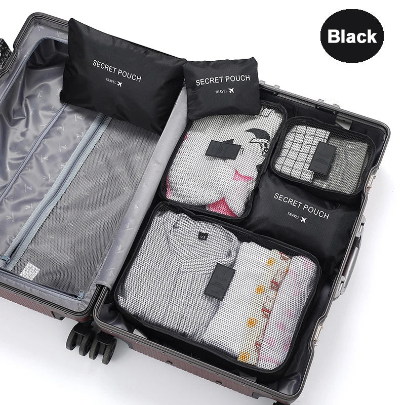 6 Piece Travel Packing Cube Set Clothes Storage Bags Luggage Organiser Suitcase Pouches Kit