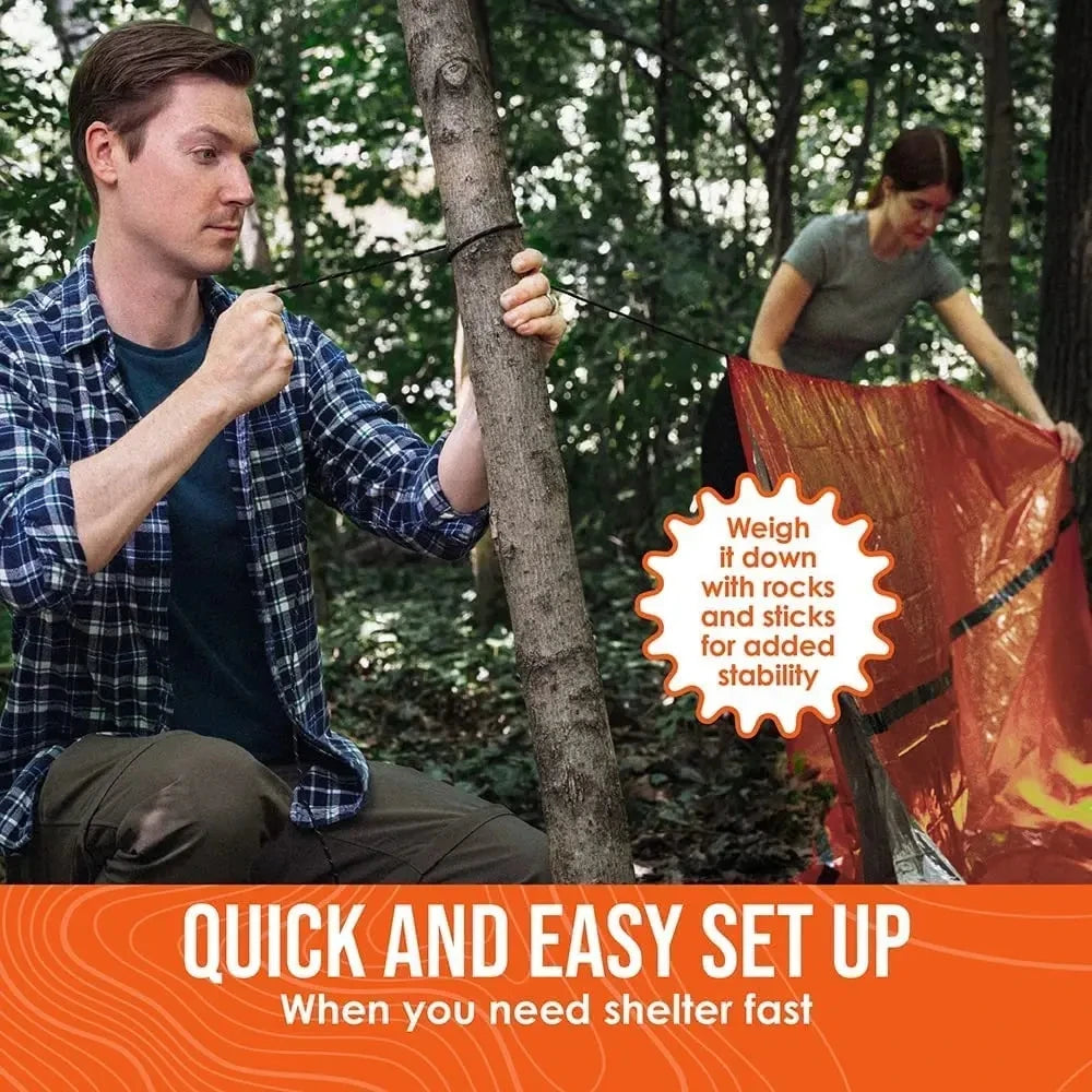2 Person Emergency Bivy Survival Shelter Mylar Tube Tent Waterproof Thermal Blanket Kit