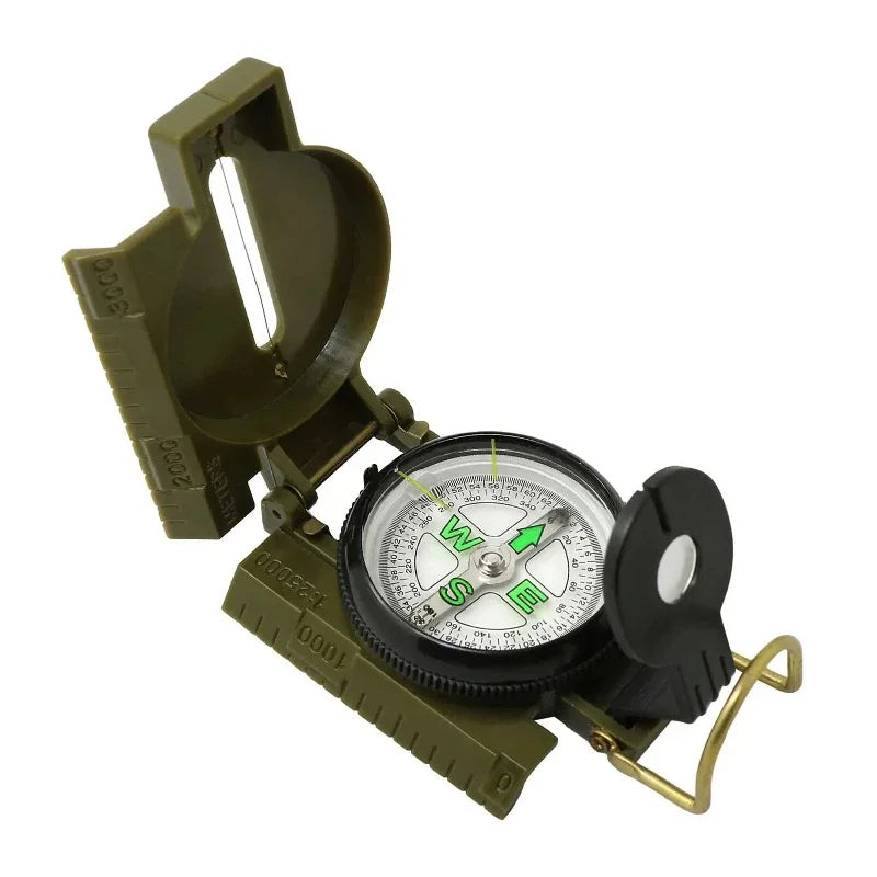 Aluminium Alloy Military Lensatic Compass Folding Camping Hiking Navigation, Portable High Precision
