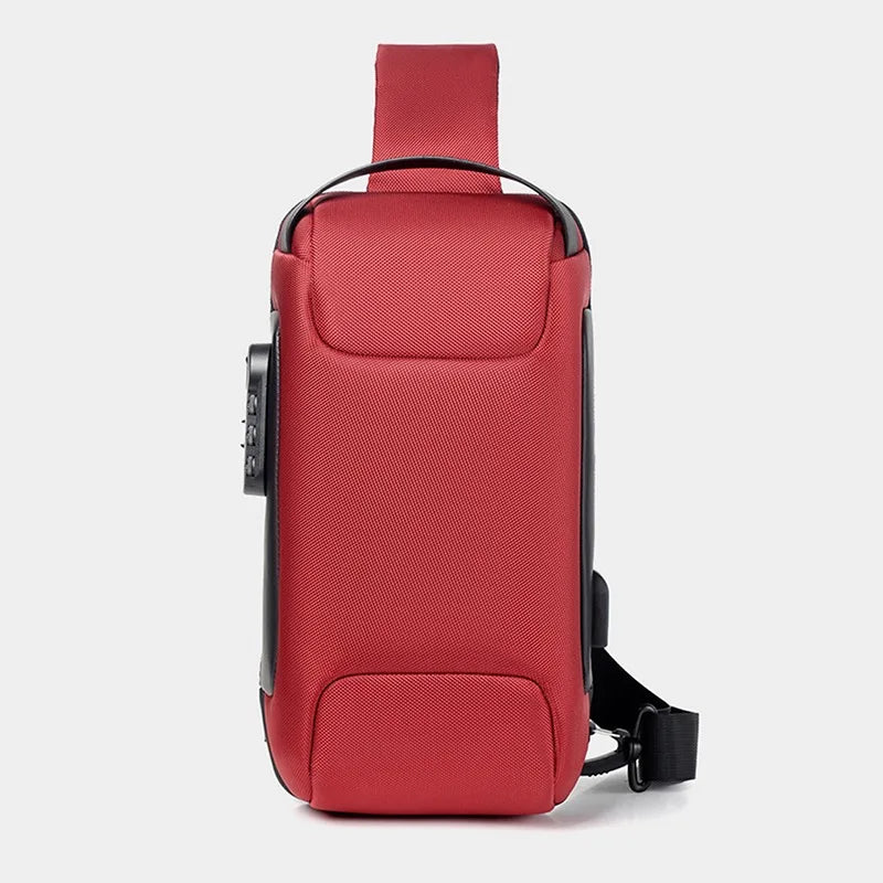 CLYINE USB Crossbody Bag Waterproof Anti Theft Oxford Chest Pack