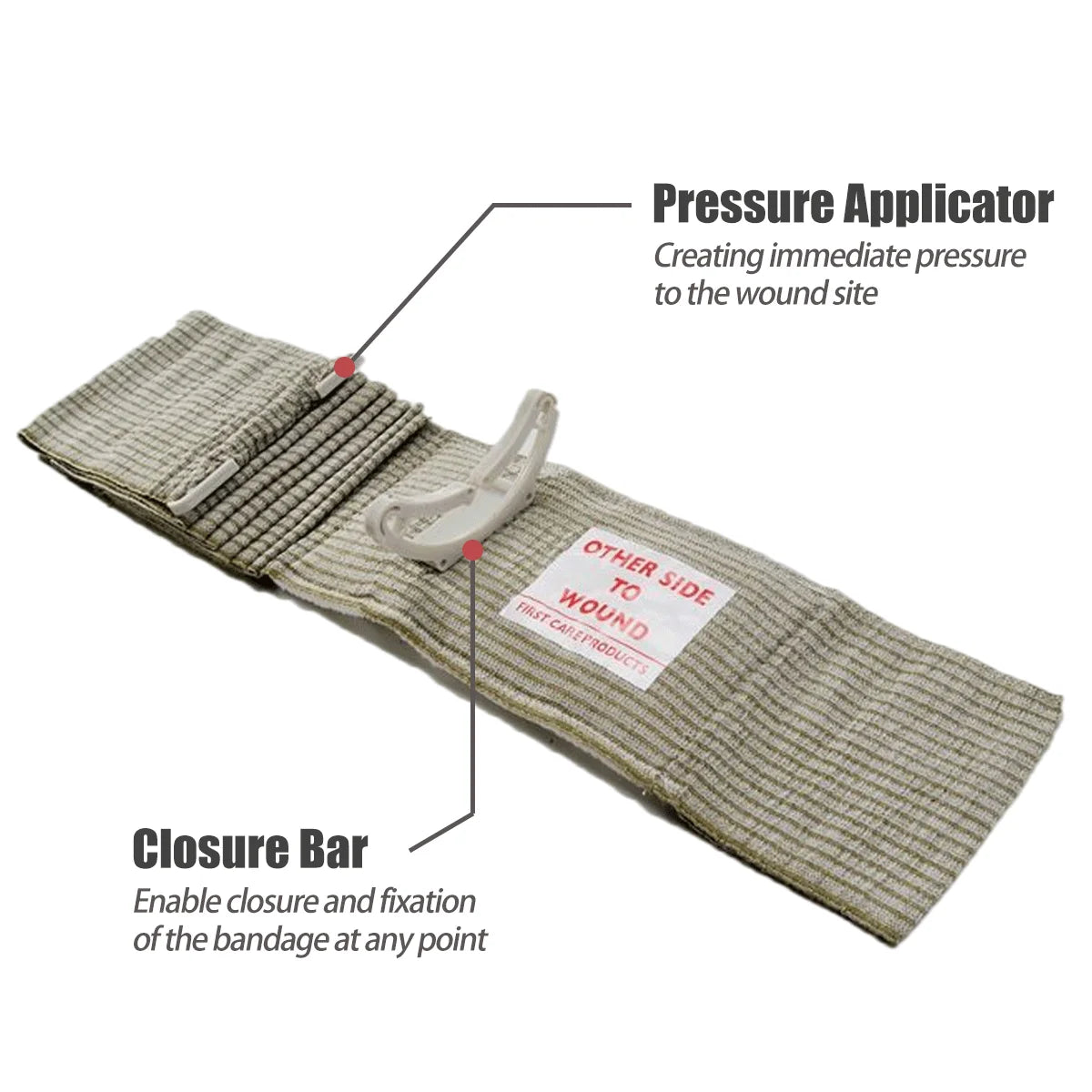 RHINO RESCUE 4in 6in Emergency Pressure Bandage High Elasticity Vacuum Packed Dressing IFAK Kit