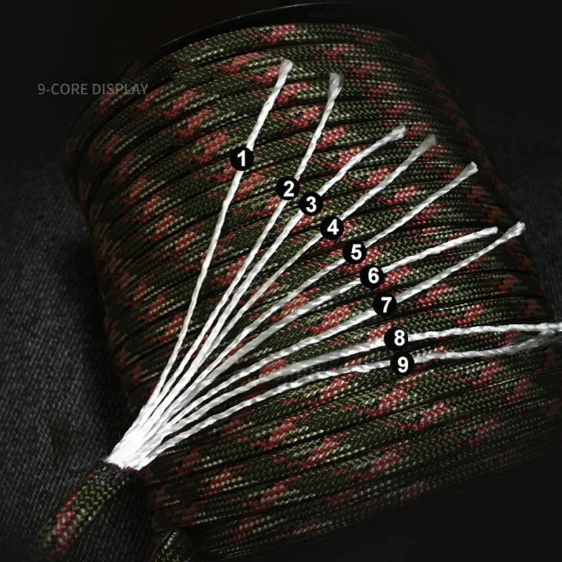 KEDIL 9 Core 650lb Paracord 4mm Tactical Survival Rope 5m 15m 31m for Camping DIY Lanyard