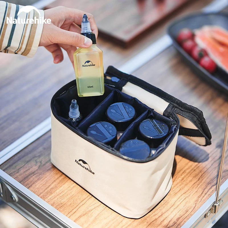 Portable Camping Seasoning Bottle Set with Storage Bag Outdoor Picnic BBQ Condiment Kit Gear