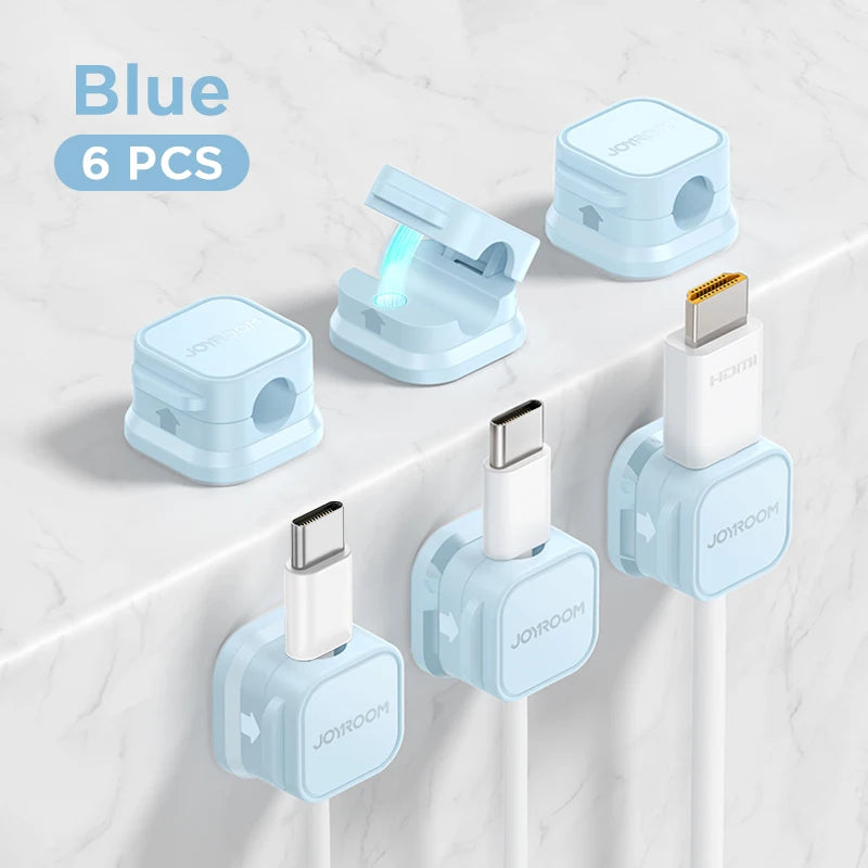 JOYROOM Magnetic Cable Clips Adjustable Cord Holder Under Desk Wire Organiser Management