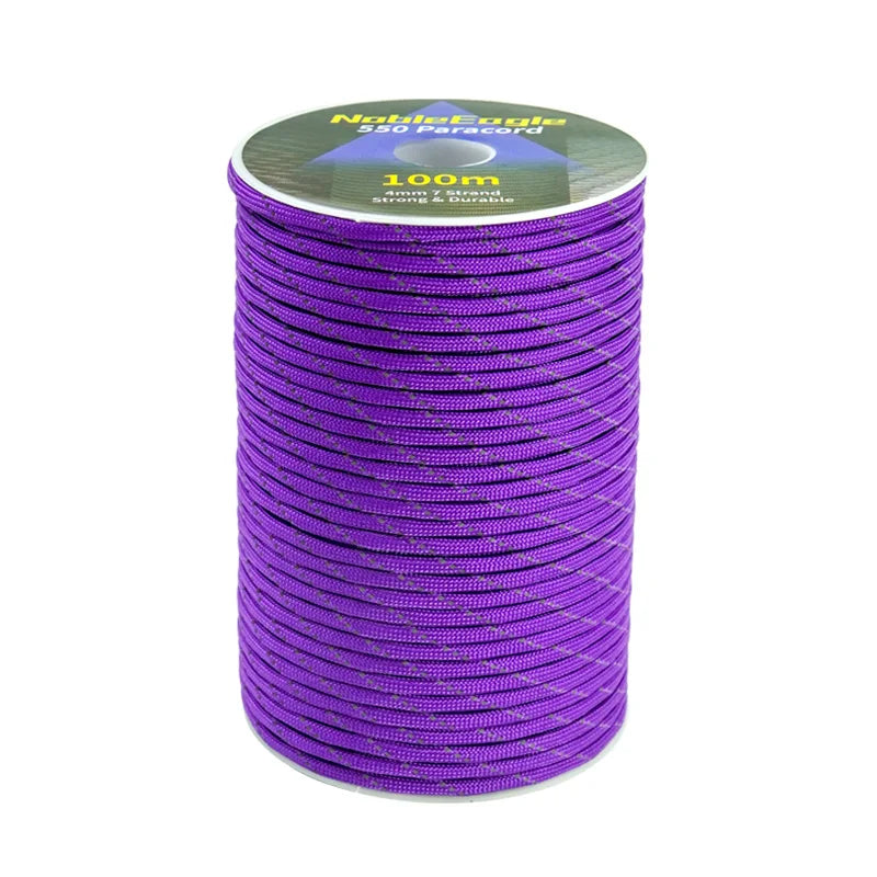 NOBLE EAGLE Reflective 550 Paracord 7 Strand 4mm Tactical Camping Tent Rope DIY Weaving Cord