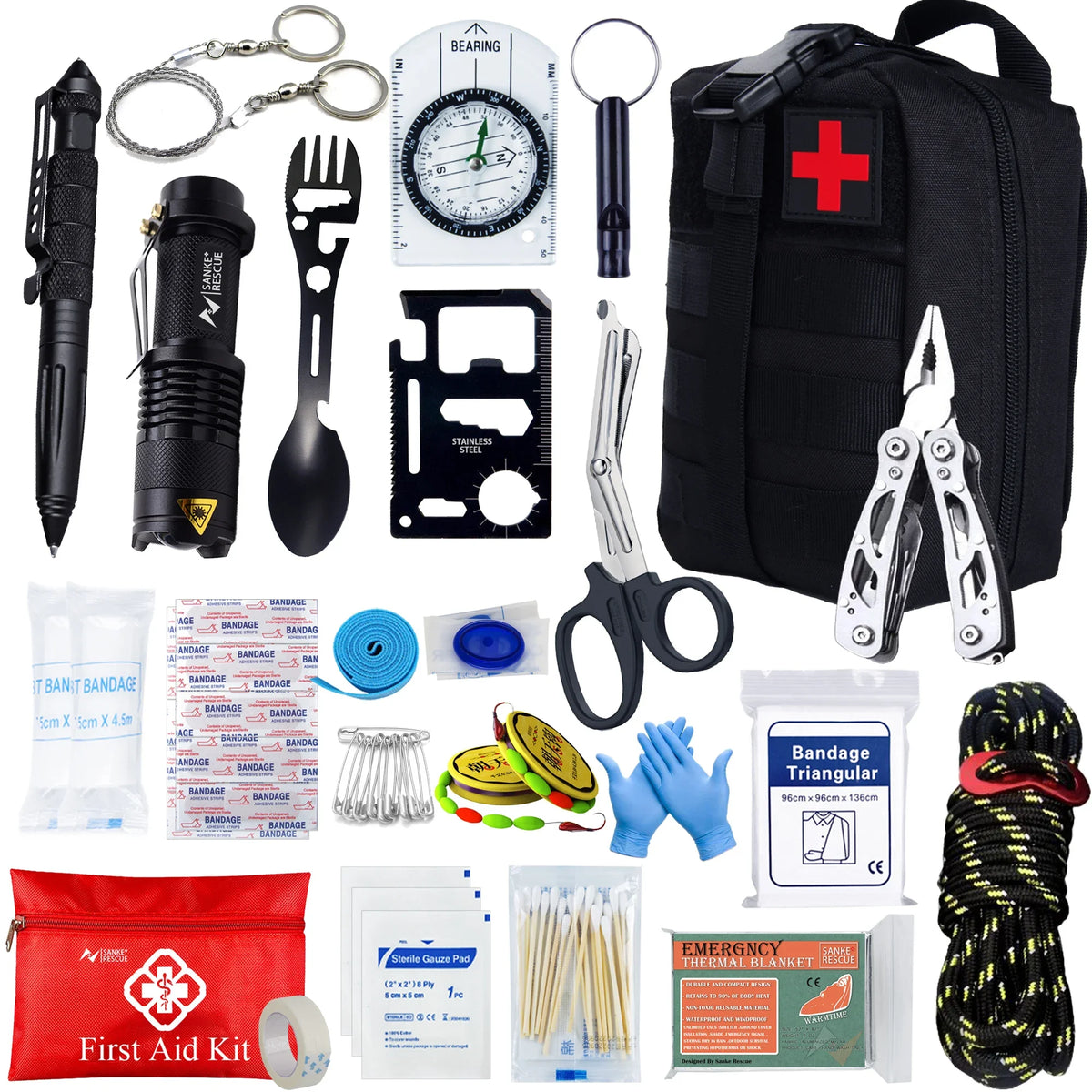 24-in-1 Tactical First Aid Survival Kit Molle EDC Pouch Camping Car Emergency Medical Bag Set