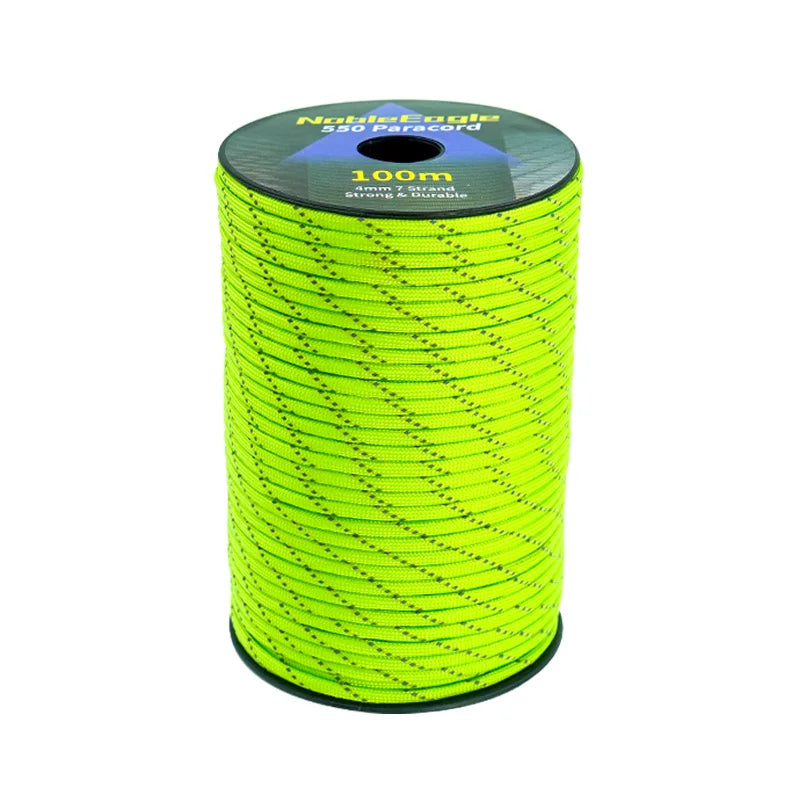 NOBLE EAGLE Reflective 550 Paracord 7 Strand 4mm Tactical Camping Tent Rope DIY Weaving Cord