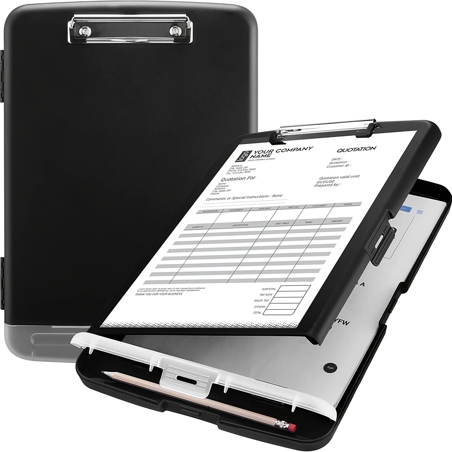 Large A4 Waterproof File Box with Clipboard Pen Holder Portable Document Storage Organiser Case