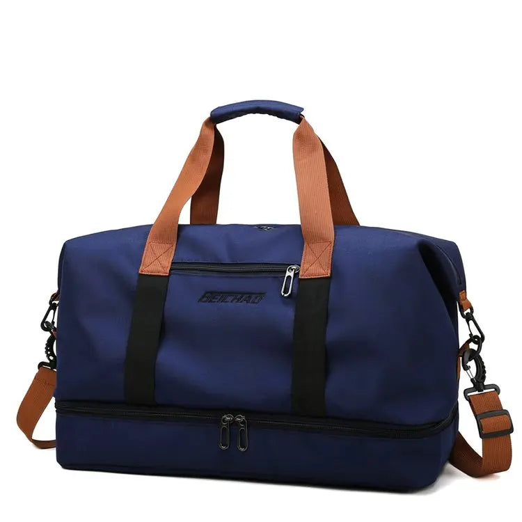 Waterproof Travel Duffle Bag Large Capacity Dry and Wet Sports Bag with Trolley Sleeve