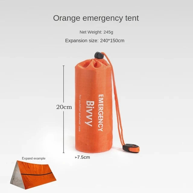 2 Person Emergency Bivy Survival Shelter Mylar Tube Tent Waterproof Thermal Blanket Kit
