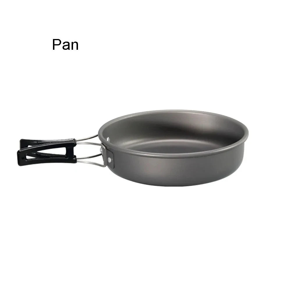 Outdoor Camping Cookware Set Non Stick Aluminium Pot Bowl Picnic BBQ Kit Travel