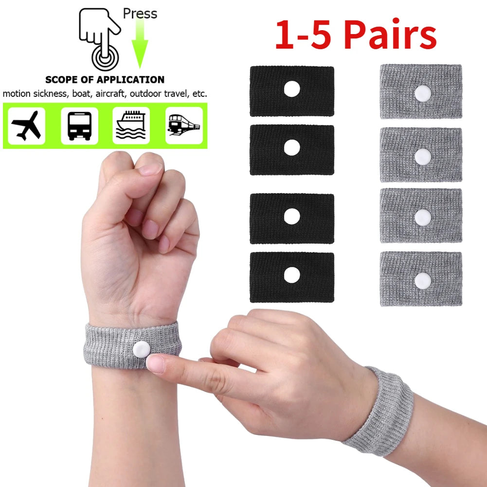 Travel Anti Nausea Wrist Bands Motion Sickness Sea Car Plane Strap