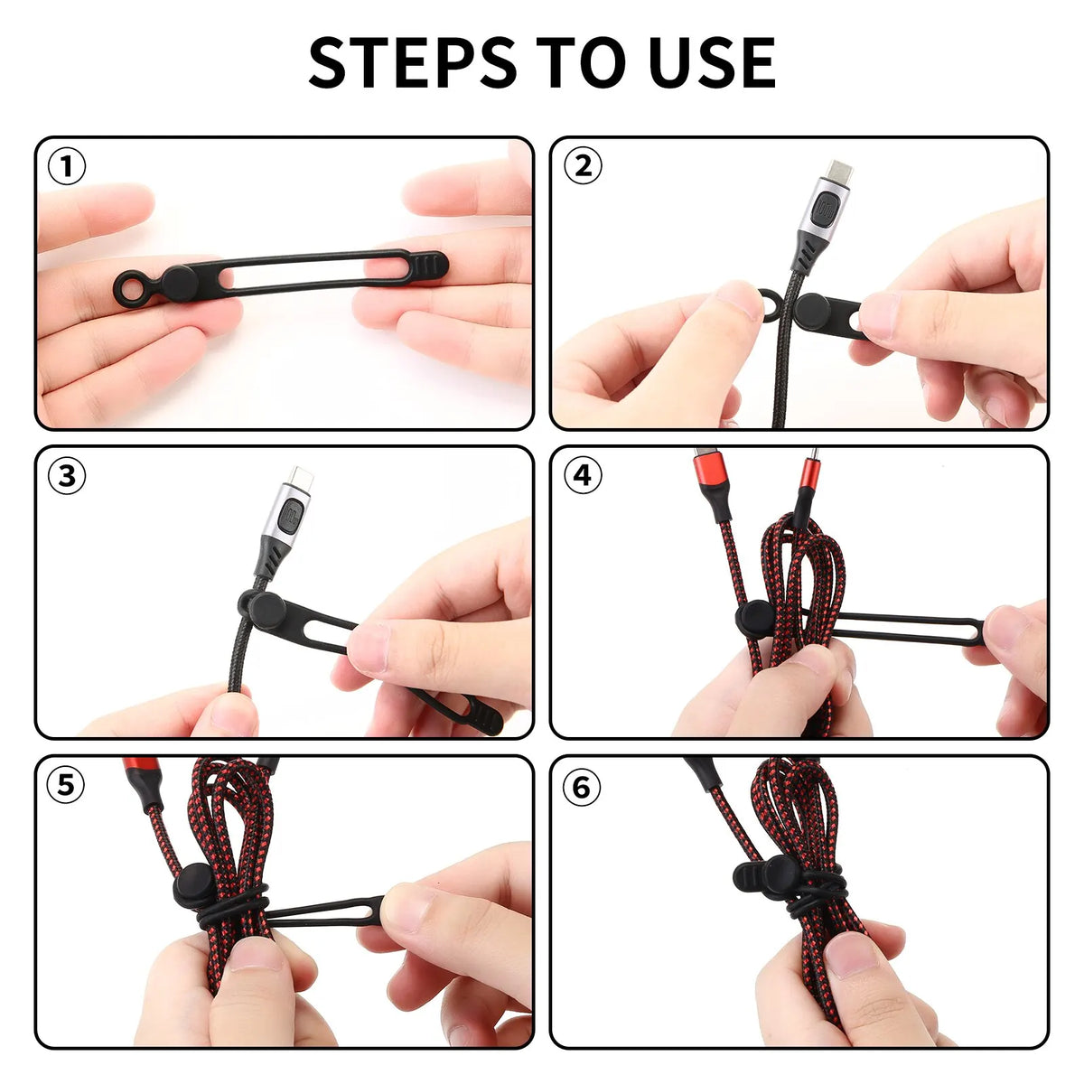 Silicone Cable Ties Reusable Cord Cable Organizer Travel Straps
