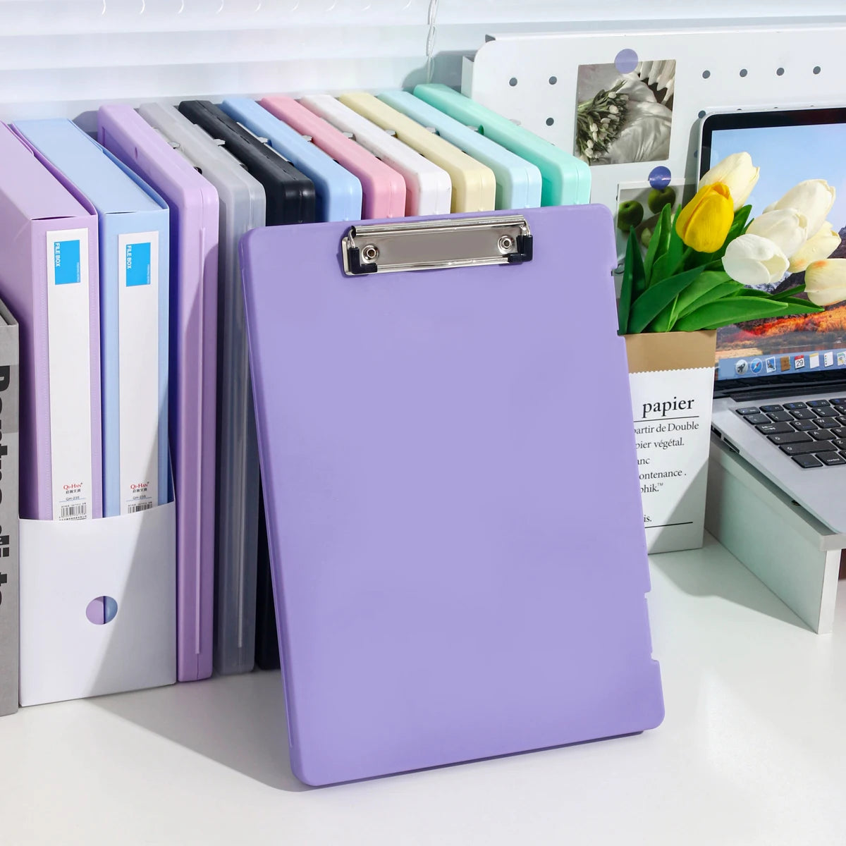 A4 File Storage Box with Writing Pad Clipboard Portable Document Organiser Office School Case