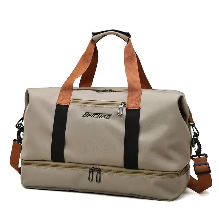 Waterproof Travel Duffle Bag Large Capacity Dry and Wet Sports Bag with Trolley Sleeve