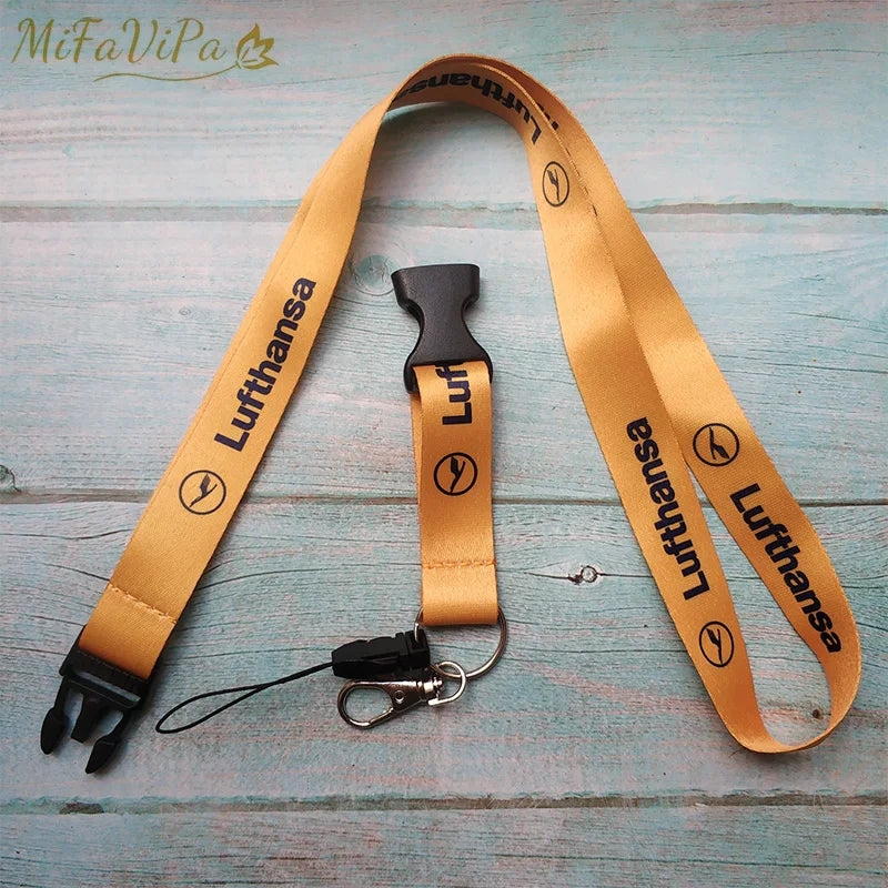 Aviation Crew Lanyard Keychain Navy Neck Strap ID Holder Travel Key Ring Fashion Accessory