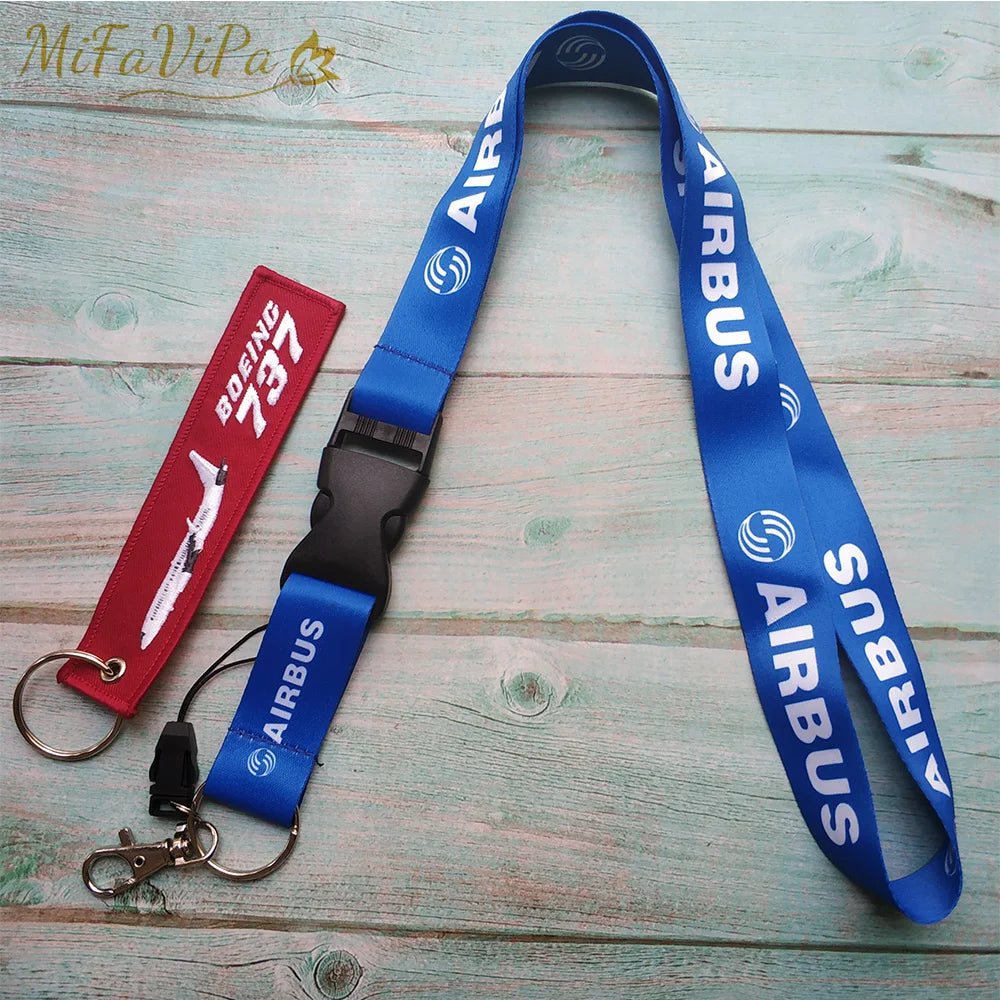2PCS Pilot Lanyard Keychain Set Neck Strap ID Holder Aviation Key Ring Travel Accessory Set
