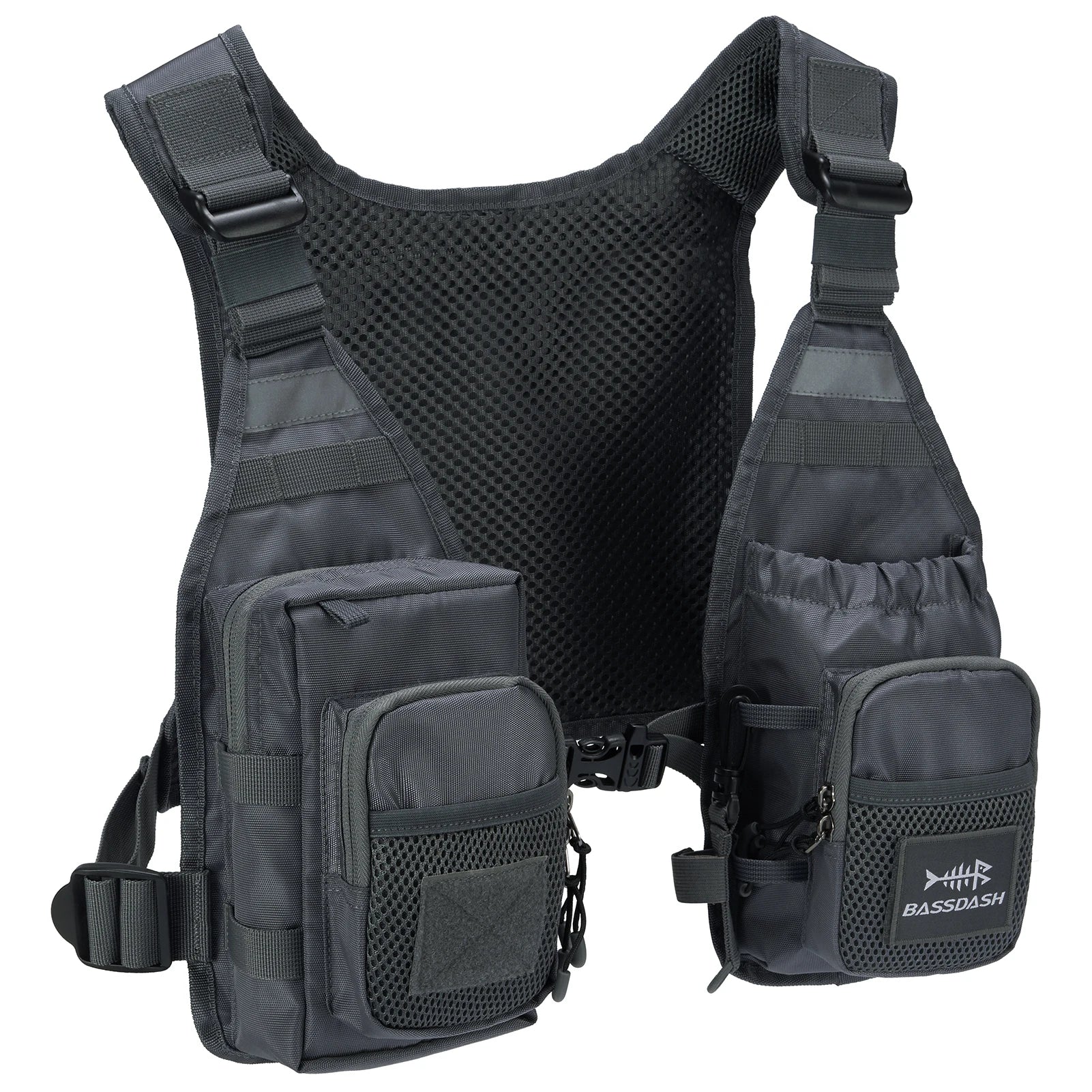 BASSDASH FV08 Ultra Lightweight Backcountry Survival Fly Fishing Vest Portable Chest Pack Adjustable Outdoor Gear