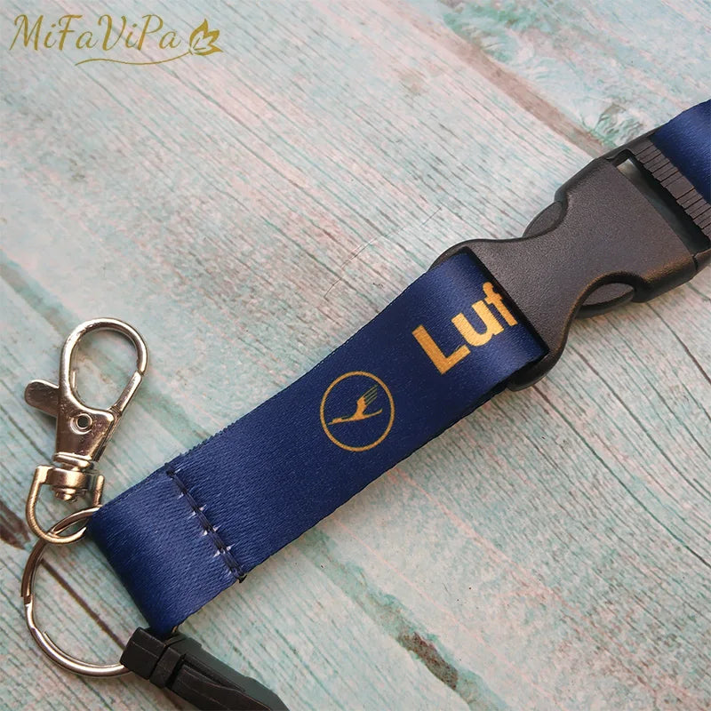 Aviation Crew Lanyard Keychain Navy Neck Strap ID Holder Travel Key Ring Fashion Accessory