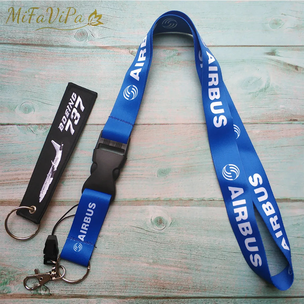 2PCS Pilot Lanyard Keychain Set Neck Strap ID Holder Aviation Key Ring Travel Accessory Set