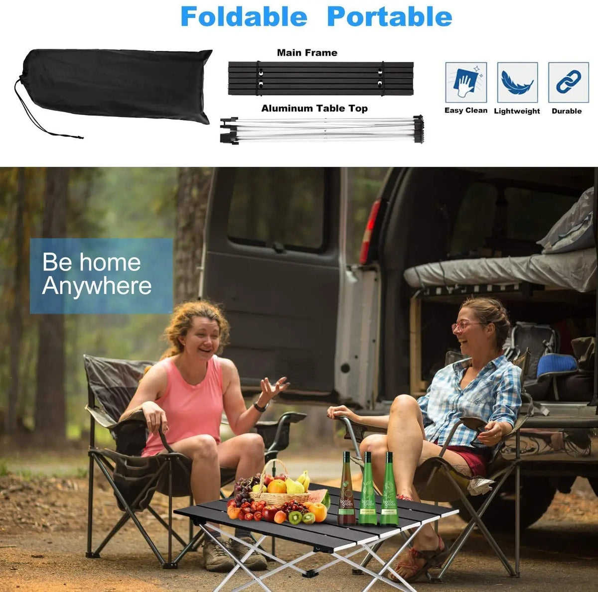 AZULBLANCO Ultralight Folding Camping Table Aluminium Outdoor Picnic BBQ Desk