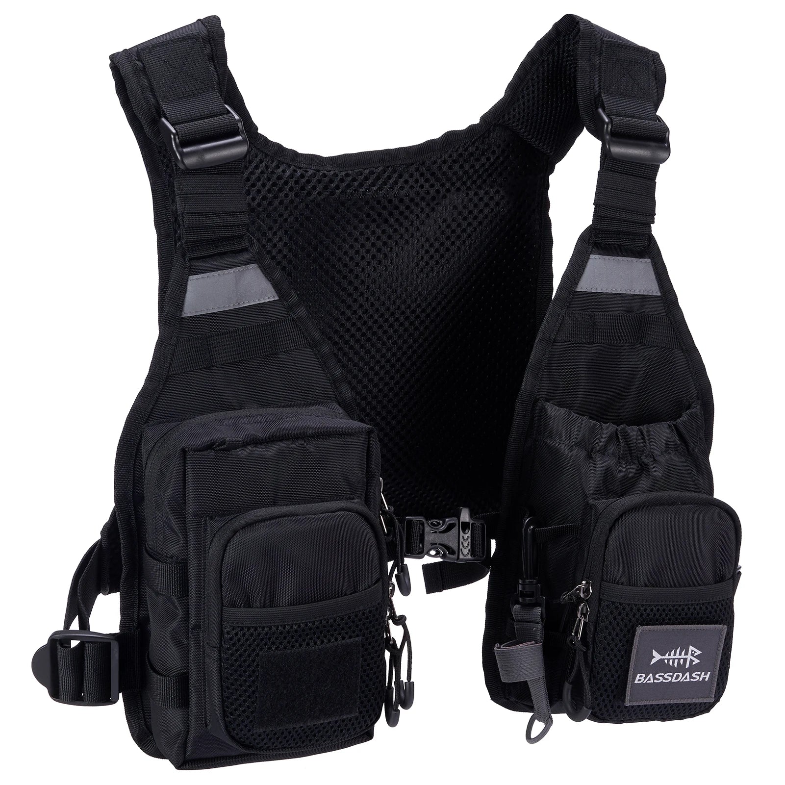 BASSDASH FV08 Ultra Lightweight Backcountry Survival Fly Fishing Vest Portable Chest Pack Adjustable Outdoor Gear