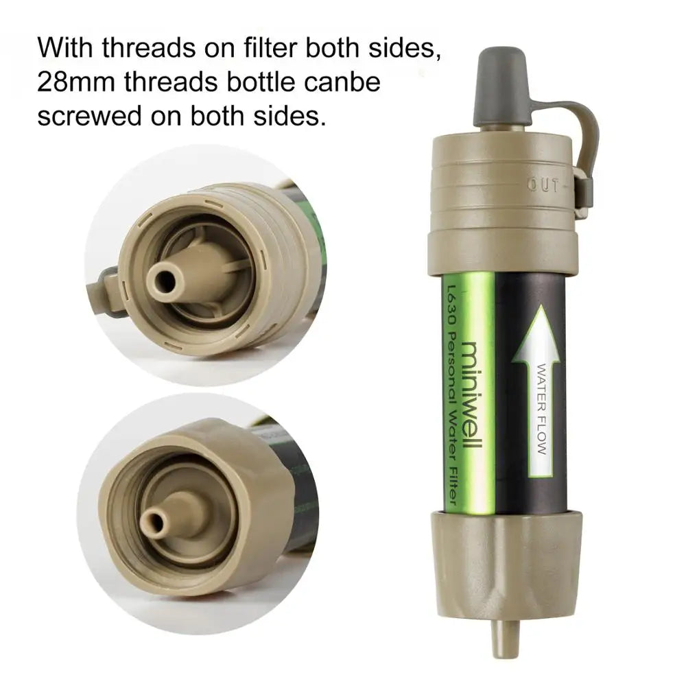 Personal Water Filter Straw Camping Survival Purifier 0.1 Micron Outdoor Emergency Hydration Tool