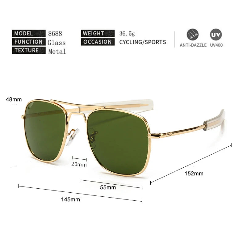 Aviation Sunglasses UV400 Glass Lenses Alloy Frame Pilot Style Driving Sunglasses for Men and Women
