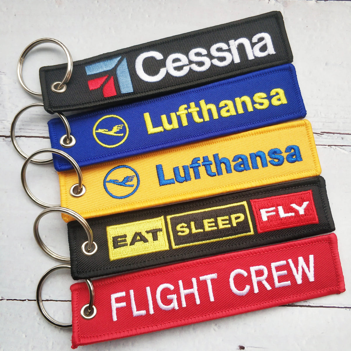 Cessna Embroidered Aviation Keychain Split Ring Pilot Key Ring Phone Strap Gift Accessory Chain