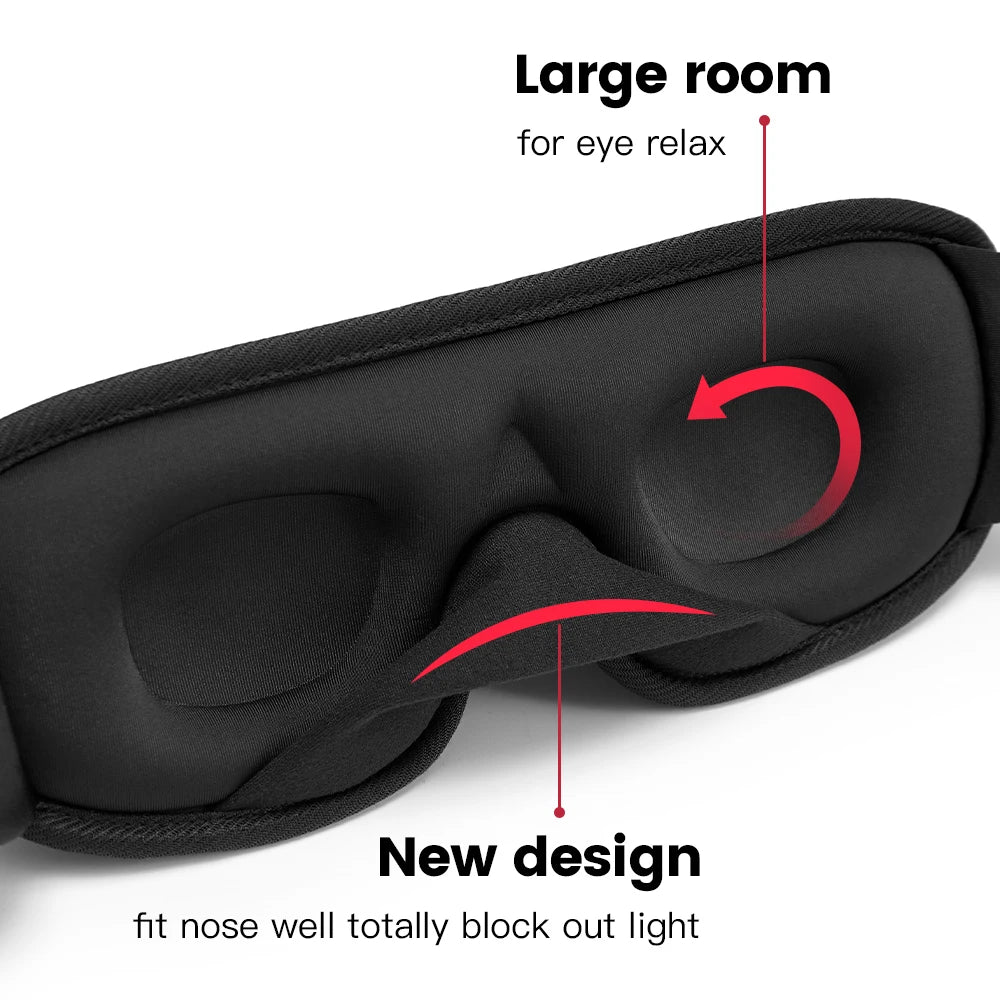 3D Sleeping Mask Soft Padded Blackout Eye Shade Blindfold for Travel & Night Sleep Comfort