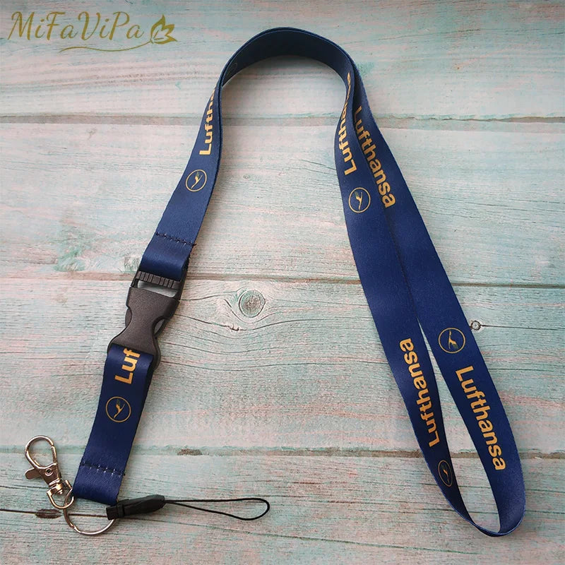 Aviation Crew Lanyard Keychain Navy Neck Strap ID Holder Travel Key Ring Fashion Accessory