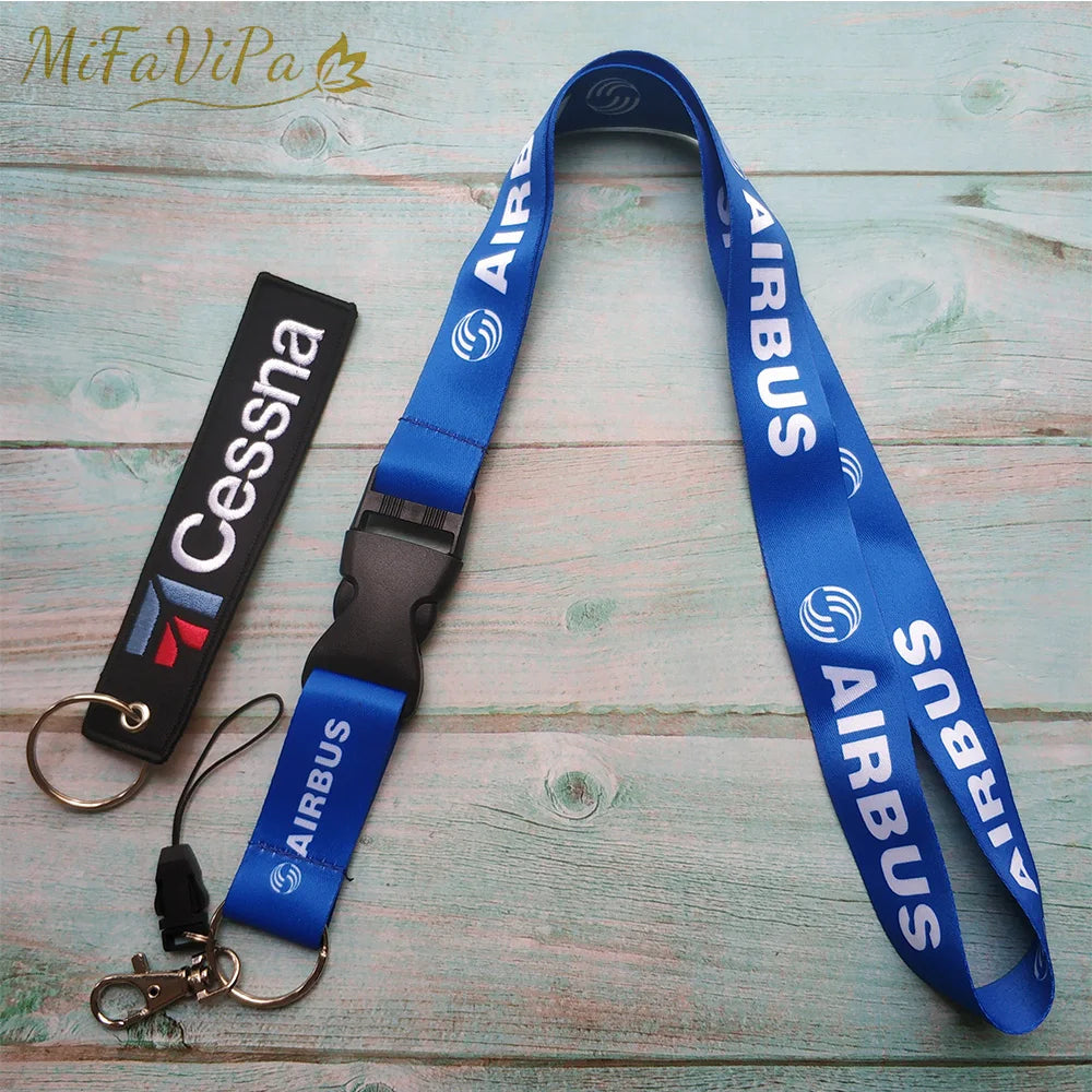 2PCS Pilot Lanyard Keychain Set Neck Strap ID Holder Aviation Key Ring Travel Accessory Set