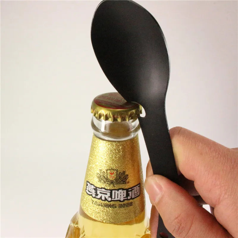 5 in 1 Camping Multi Tool Fork Knife Spoon Bottle Can Opener Outdoor Survival EDC Kit