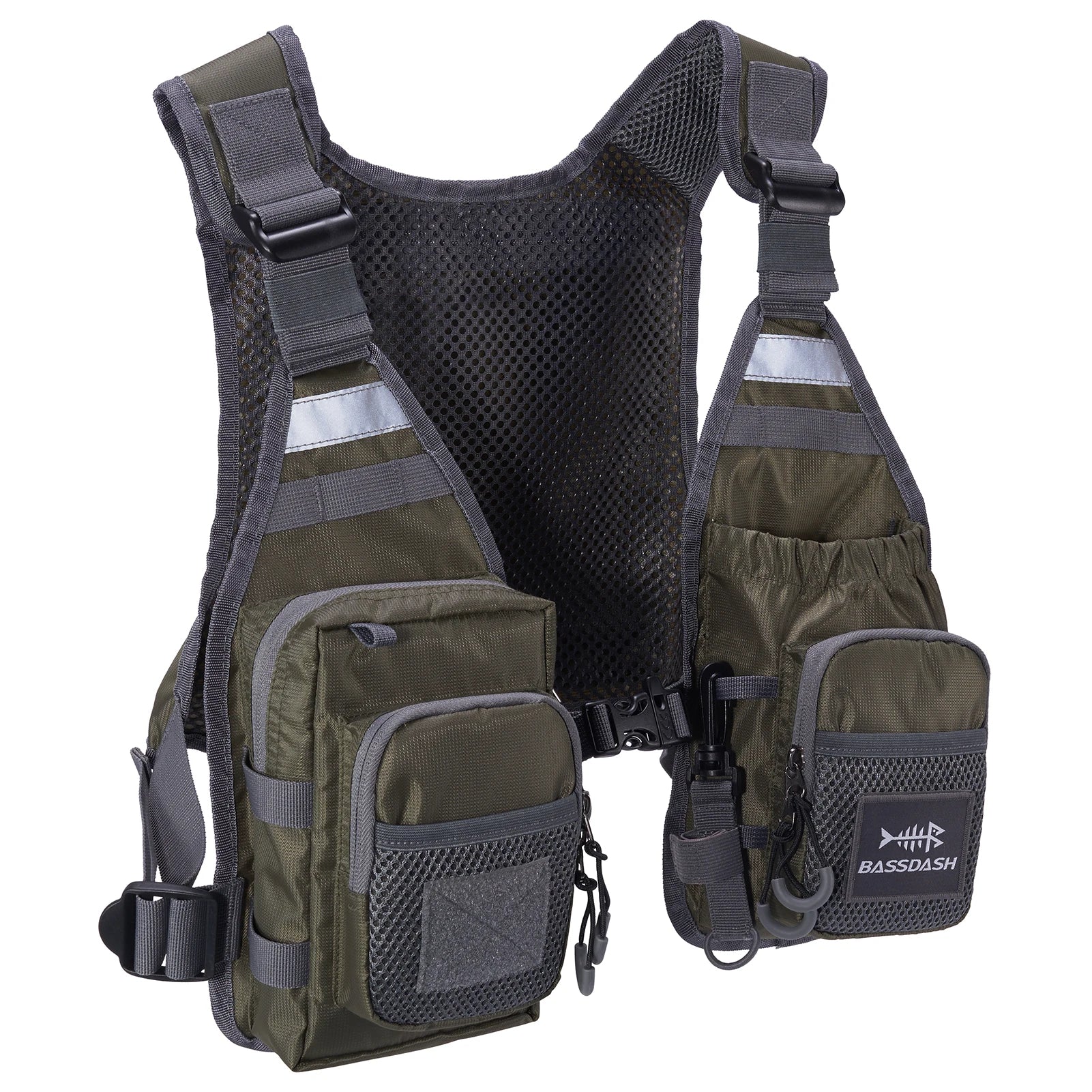 BASSDASH FV08 Ultra Lightweight Backcountry Survival Fly Fishing Vest Portable Chest Pack Adjustable Outdoor Gear