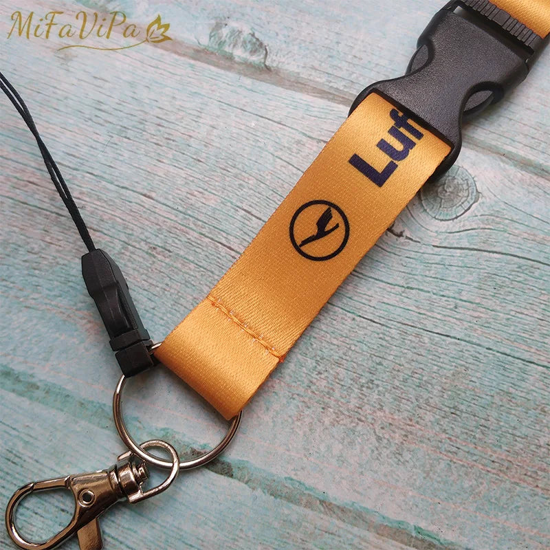 Aviation Crew Lanyard Keychain Navy Neck Strap ID Holder Travel Key Ring Fashion Accessory