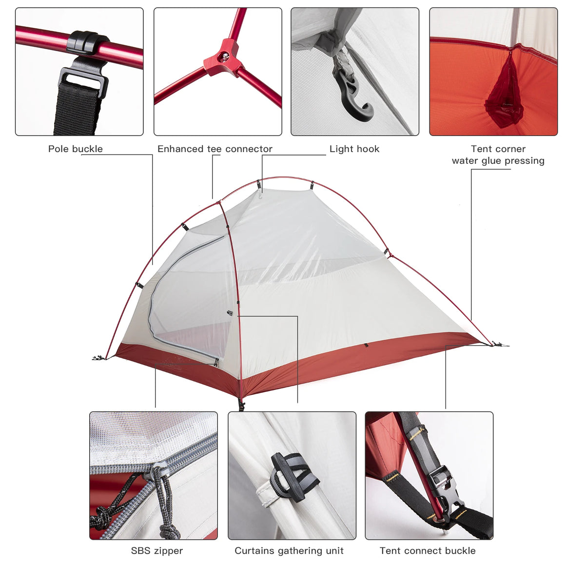 BISINNA Ultralight 20D Nylon Waterproof Camping Tent 1-2 Person Hiking Travel Shelter