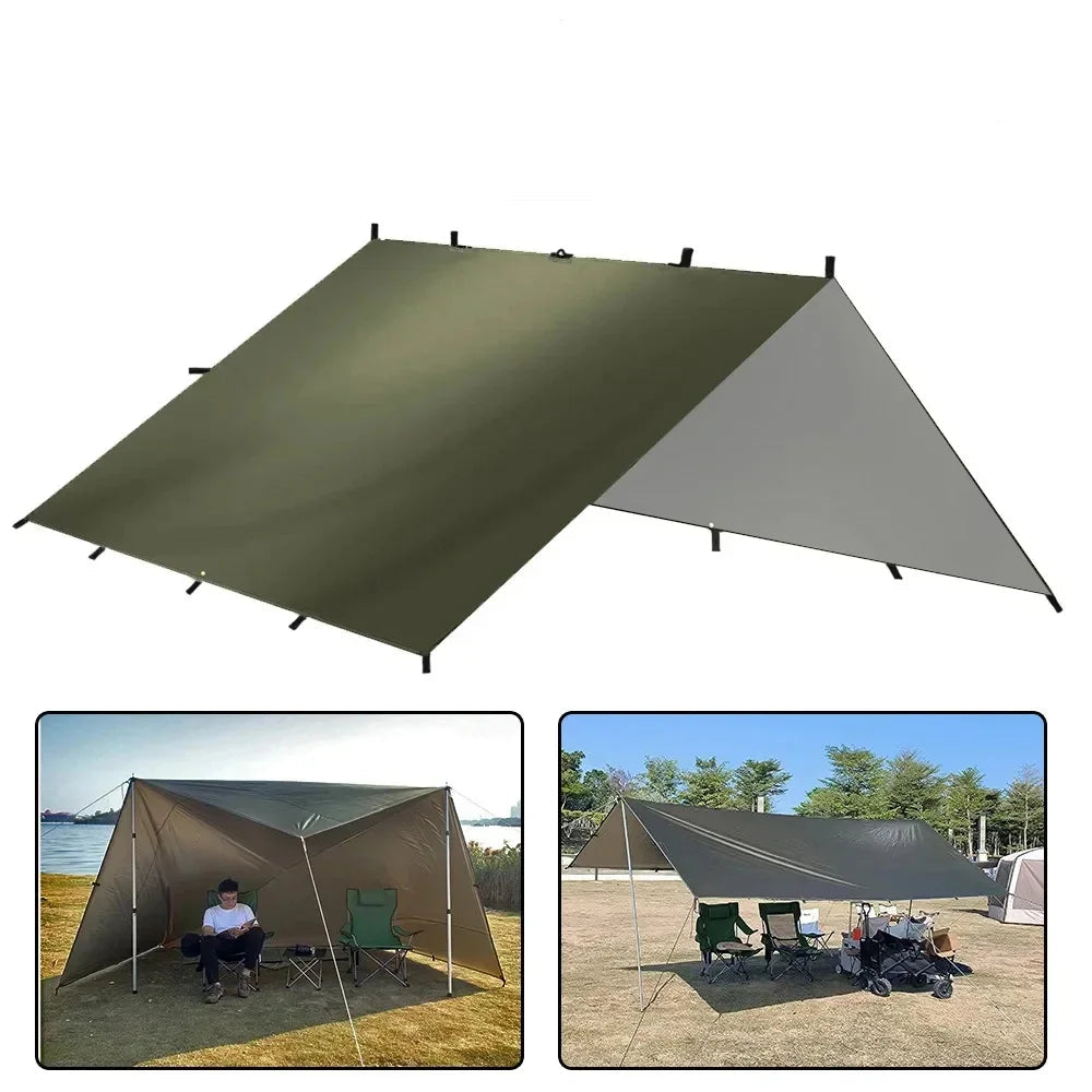 Waterproof Camping Tarp Shelter 19 Point Bushcraft Sun Shade Awning Tent 3x3m 4x4m Canopy
